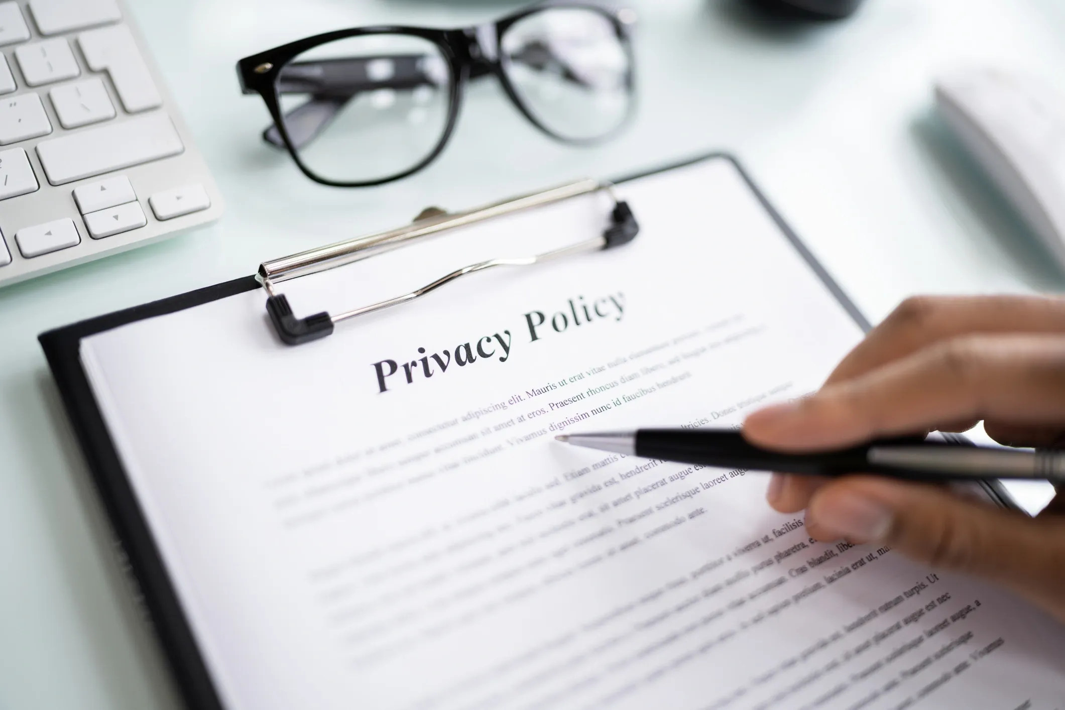 Close up of a Privacy Policy document